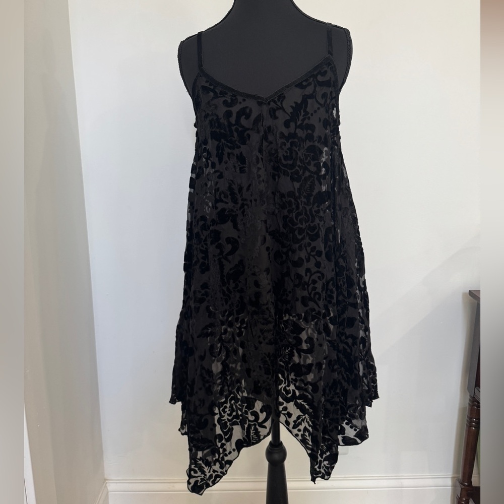 POL Black Burnout Velvet Sheer Dress